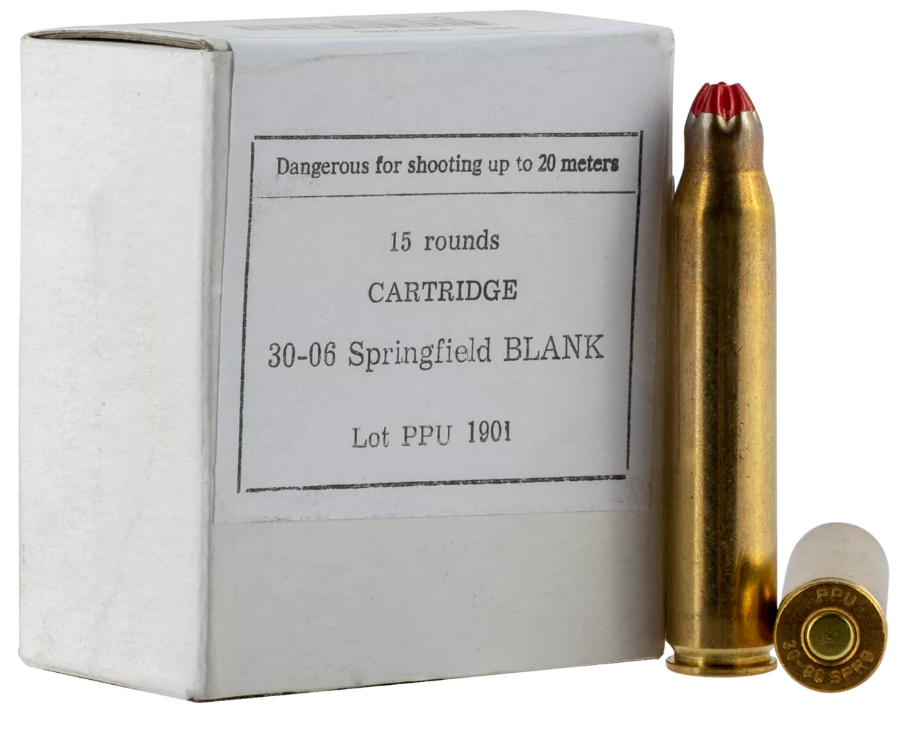 PPU Blank Standard Case 30-06 Springfield, 15rd Box – Not Ammo, These Are Blanks