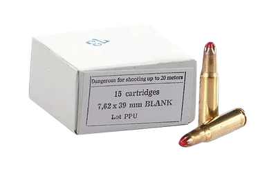 PPU PPB739 7.62x39mm Blank Ammo 15 Rounds Per Box, 96 Boxes Per Case