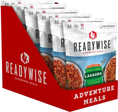 ReadyWise RW05005 Lasagna with Sausage Freeze Dried Entree 2.5 Servings Pouch 6 Pack