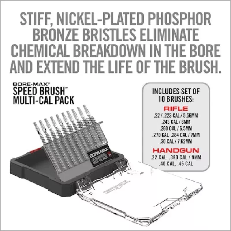 Real Avid Bore-Max Speed Brush Set, Nickel-Plated Clean & Polish Multi-Caliber – AVBMSBS