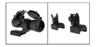 RED DOT + FLIP UP SIGHT COMBO: STEALTH SIGHT 1X30 + QF BUIS FRONT AND REAR IRON SIGHT COMBO