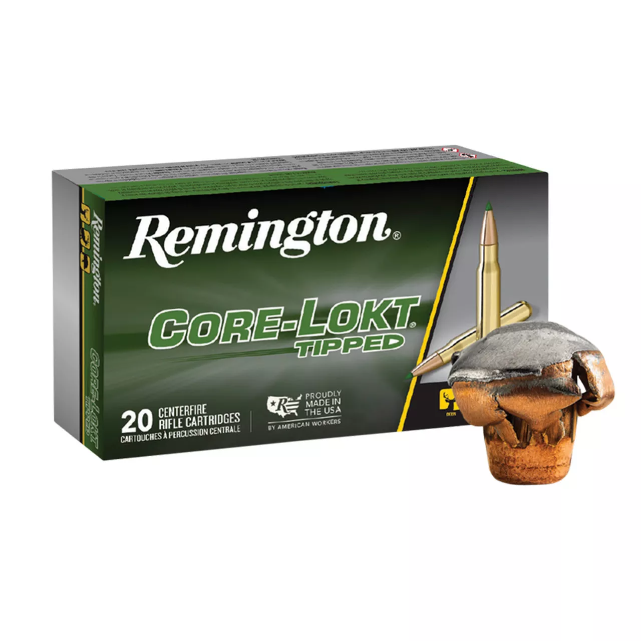 Remington Core-Lokt Tipped 308 Winchester Ammo 180 Grain Polymer Tip 20 Rounds