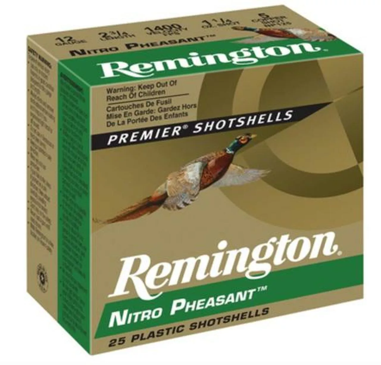 Remington Nitro Pheasant 12 Gauge, 2.75 Inch, 1300 FPS, 1.375 Ounce, 5 Shot, 25rd/Box