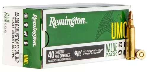 Remington UMC Rifle Ammunition 22-250 Rem 50gr JHP 3820 fps 40/ct
