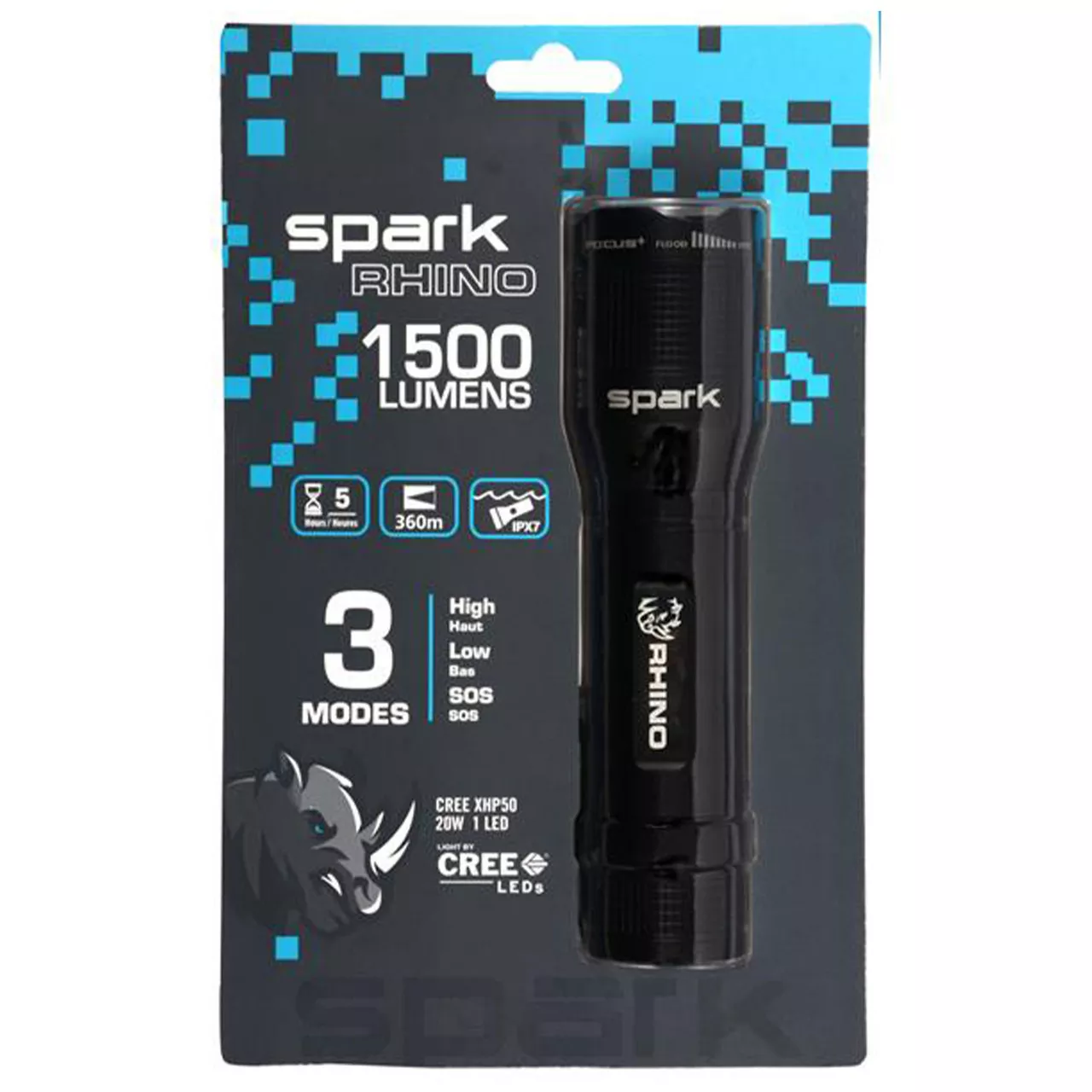 Rhino Spark 1500 Lumens Flashlight Black