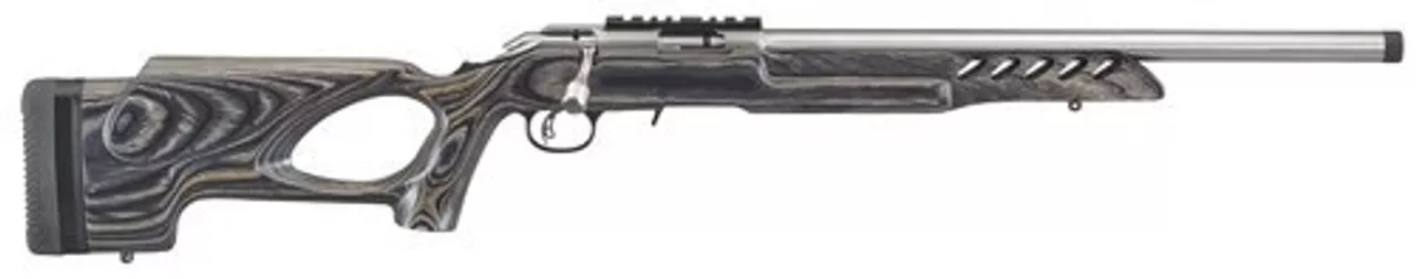 Ruger American Rimfire Target, .22 LR, 18″, 10rd, Thumbhole Stock, Stainless Steel