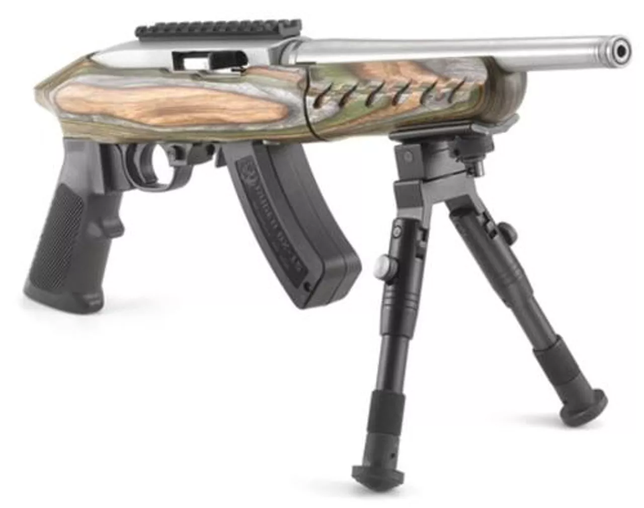 Ruger Charger Takedown 22LR, 10″ Threaded Barrel, SS Finish, Green Mtn Laminate
