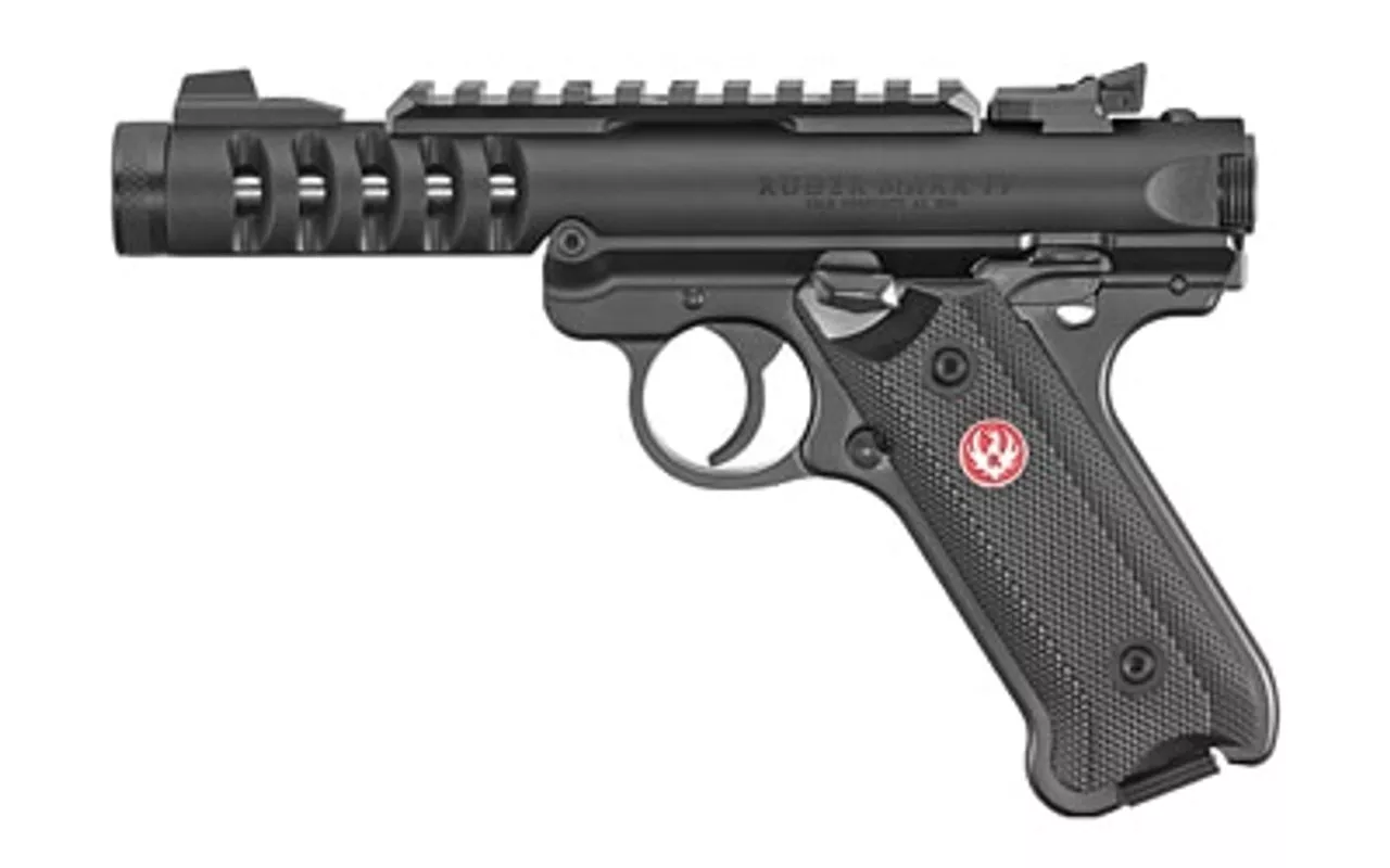 Ruger Mark IV Lite .22 LR, 4.4″ Barrel, Black Checkered Grips, Black, 2 x 10rd Mag