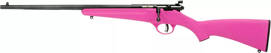 Savage Arms 13844 Rascal Youth 22 LR 1rd 16.13″ Matte Black Sporter Barrel, Matte Black Carbon Steel Receiver, Pink Fixed Synthetic Stock, Left Hand