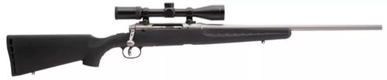 Savage Axis II 223 Remington, With 3X9X40 Scope, 22″ Barrel, Stainless Steel, 4+1, Synthetic Black