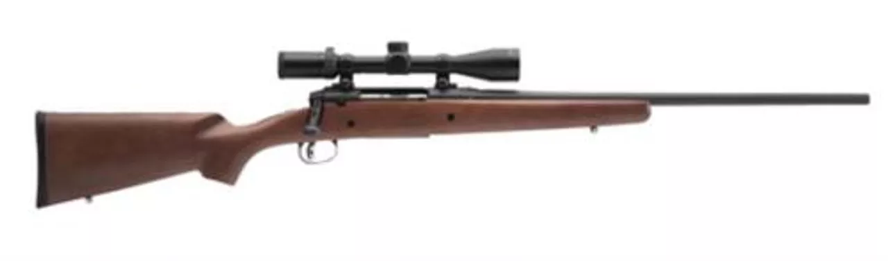 Savage Axis II XP Hardwood, 22-250 Remington, 22″ Barrel, Black Color, Brown Hardwood Stock, Accutrigger, 4Rd, Detachable Box Magazine