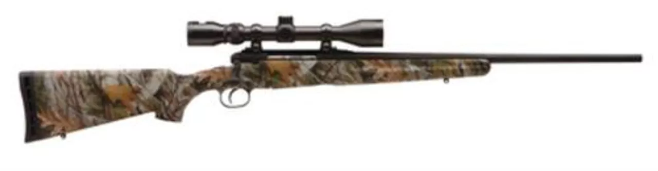 Savage Axis XP 7Mm-08 Remington 22 Inch Barrel Matte Black Synthetic Stock Mossy Oak New Break-Up Camouflage Finish 4 Rounds Includes 3-9X40mm Riflescope Mounted