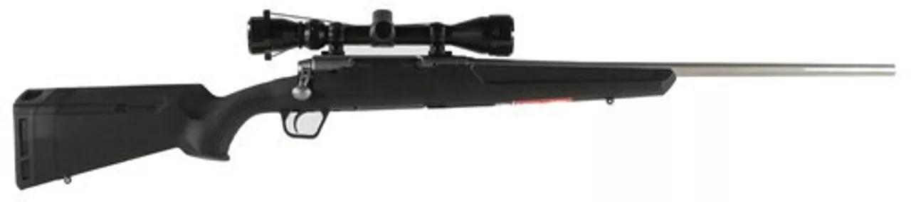 Savage Axis XP 7mm-08 Remington, With 3X9X40 Scope, 22″ Barrel, Stainless Steel,, , Synthetic, Black, 4 rd