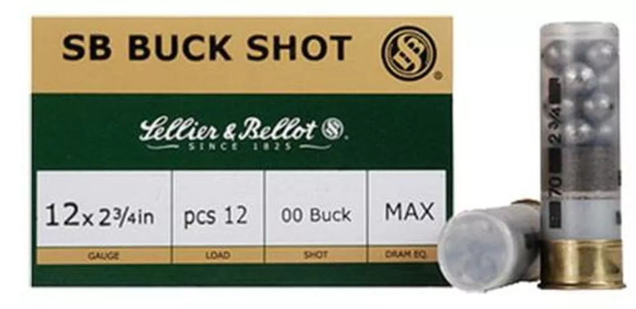 Sellier and Bellot SB Buckshot 12Ga 2 3/4 1 1/8 oz #00 9 Pellet 10Rd/Box
