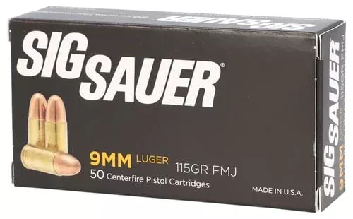 Sig Sauer E9MMB150 Elite Ball9mmLuger 115gr Full Metal Jacket 50 Per Box/20 Case
