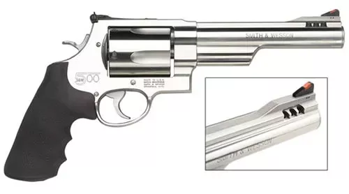 Smith & Wesson 163565 500 Standard Stainless Single/Double 500 Smith & Wesson 6.5″ 5 Black Synthetic Stainless