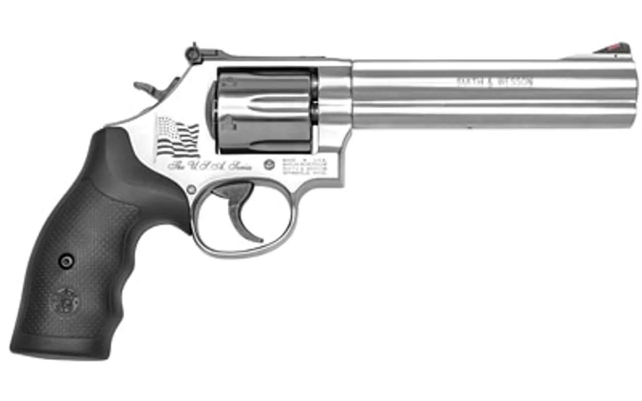 Smith & Wesson 686 357 Mag, 6″ Barrel, USA Flag, Stainless Steel