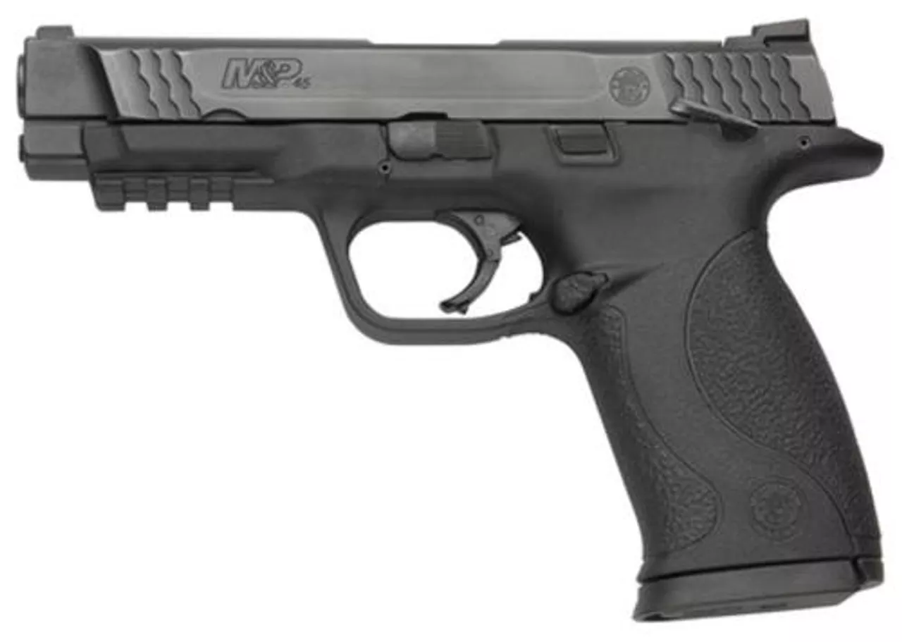 Smith & Wesson, M&P, Full Size, 45ACP, Striker Fired, 4.5″ Barrel, Polymer Frame, Black, Low Profile Carry Sights, 10Rd, 2 Magazines, Ambidextrous Safety