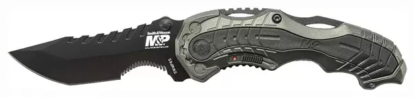 Smith & Wesson S&W KNIFE M&P SPRING ASSIST 3.4″ GREY SERRATED