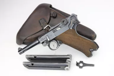 SOLD - 1941 Mauser Luger Rig - Two Matching Magazines (7822r - 10842)