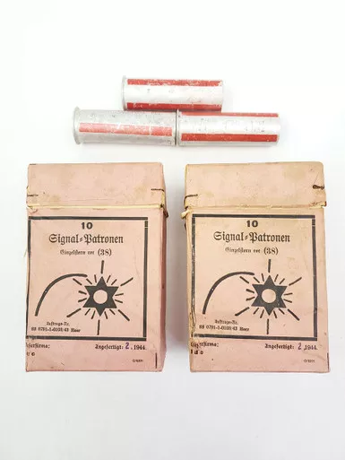 SOLD - 2 Flare Ammo Boxes & 3 Unfired Flares