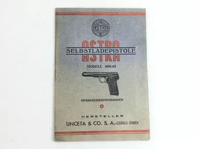 SOLD - Astra 600/43 Pistol Manual / Pamphlet