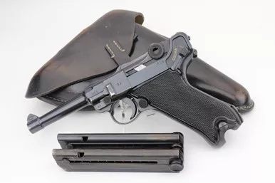 SOLD - Black Widow Mauser Luger Rig - 1942 Mfg (339k - 11373)