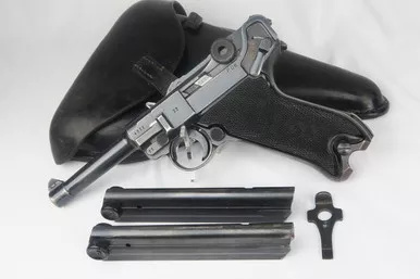 SOLD - Black Widow Mauser Luger rig - byf 42