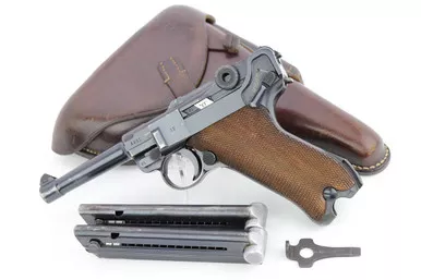 SOLD - Excellent 1939 Mauser Luger Rig - Matching Magazine & Capture Doc