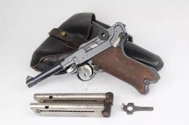 SOLD - Police DWM Luger Rig - Two Matching Magazines