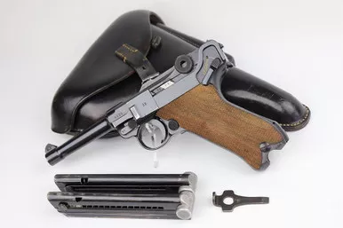 SOLD - Rare 1940 Navy Mauser Luger Rig - Matching Magazine