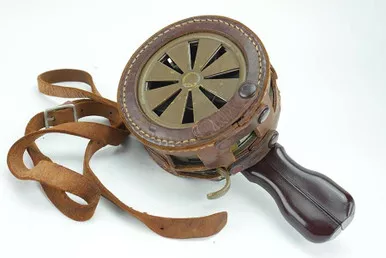 SOLD - Rare WW2 Japanese Hand Held Air Raid Siren with Original Leather Carrying Strap
