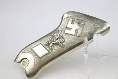 SOLD - Silver-Plated Nazi Luger Grips
