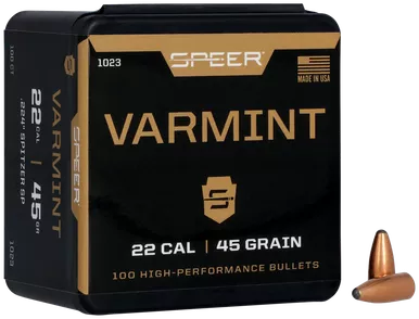 Speer Varmint Soft Point .224 Caliber 45 Grain JSP Box of 100