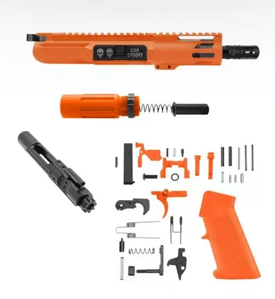 Spooky Micro 5″ AR15 Complete Build Kit With Short Buffer System – CEARKOTE ORANGE