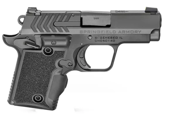 Springfield Armory 911 9mm Pistol 3″ Barrel Black Nitride with Green Laser Viridian Grips