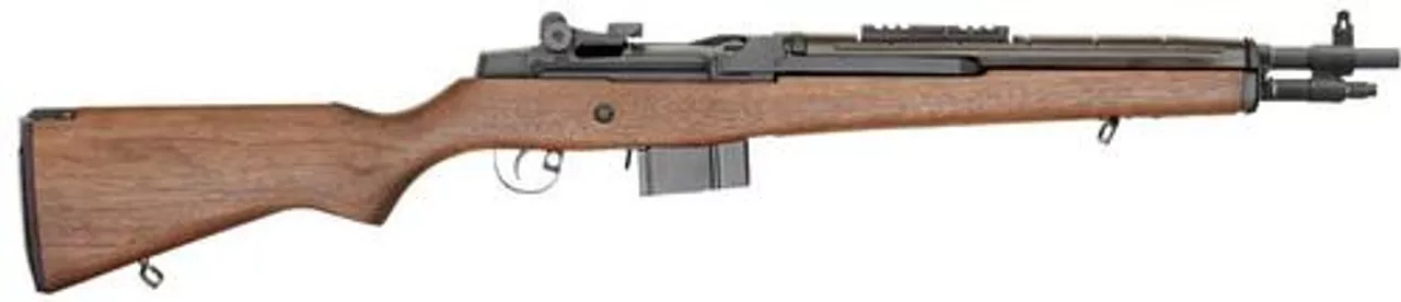 Springfield M1A Scout Squad 308 Win, 18″ Barrel, Blue Finish, Walnut Stock, Adjustable Sights, 10Rd, NY COMPLIANT Without Threads And Flash Suppressor