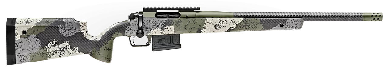 Springfield Model 2020 Waypoint 6MM Creedmoor, 20″ Carbon Fiber Barrel, SA Radial Brake, Green, Mil-Spec Green Cerakote, Evergreen Camo Carbon Fiber Stock M-LOK, TriggerTech Adj Trigger, AICS 5rd Mag