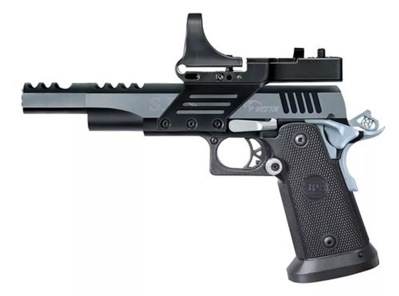 SPS Vista Long Slide Single .38 Super, 5.5″ Barrel, TB, Black Frame, Black/Chrome,, rd, 21 rd