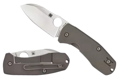 Spyderco C158TIP2 Techno 2 Pocket Knife 2.52" Sheepsfoot Plain CTS XHP Steel Blade Titanium Handle