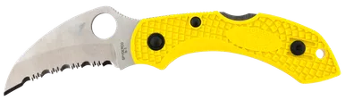 Spyderco Dragonfly 2 Salt Pocket Knife 2.30" Hawkbill Serrated H2 Steel Blade Yellow FRN Handle
