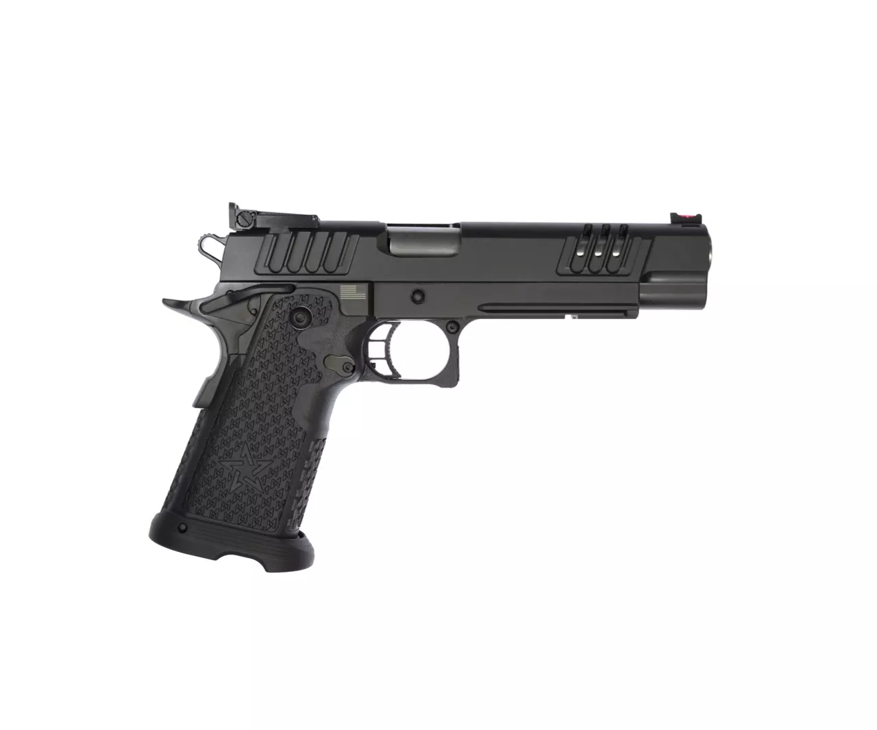 Staccato XL 9mm, 5.4″ Stainless Bull Barrel, G2, Dawson Fiber Optic, DLC Finish, 17rd/20rd