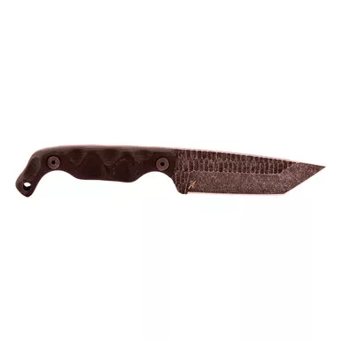 Stroup Bravo 5 Fixed Blade Knife 3.5" Tanto 1095 High Carbon Steel Blade Tan Handle Black