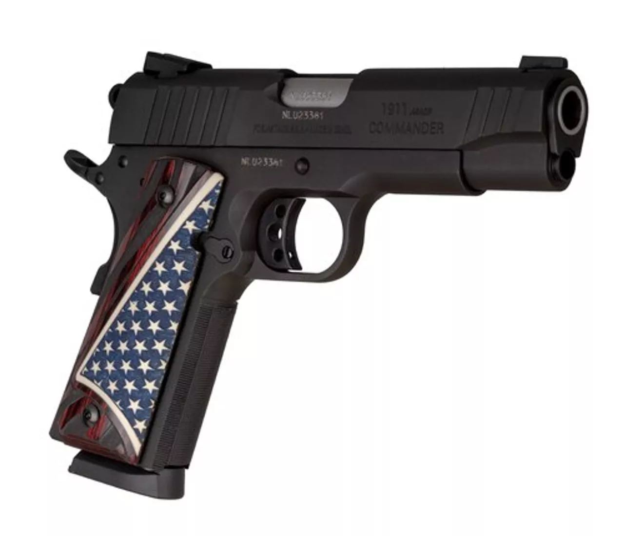 Taurus 1911 Commander, 45 ACP, 4.25″ Barrel, 8rd, Rosewood W.Bonded Ivory Flag Grips