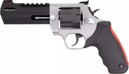Taurus 2440055RH Raging Hunter 44 Rem Mag 6rd 5.12″ Matte Black Oxide Cylinder & Barrel Matte Stainless Steel Frame Black Rubber with Integrated Red Cushion Insert Grip