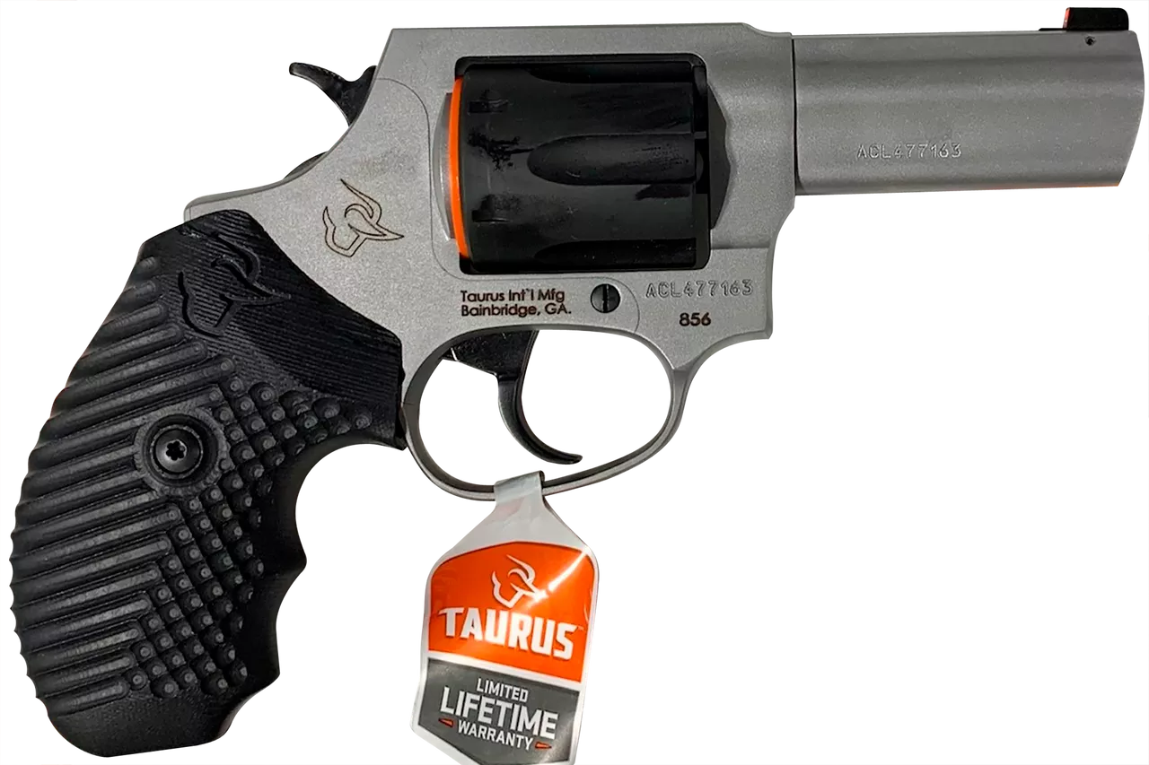 Taurus 856 Defender .38 Spl +P, 3″ Stainless Barrel, Black Cylinder, Black VZ G10 Grip, 6rd