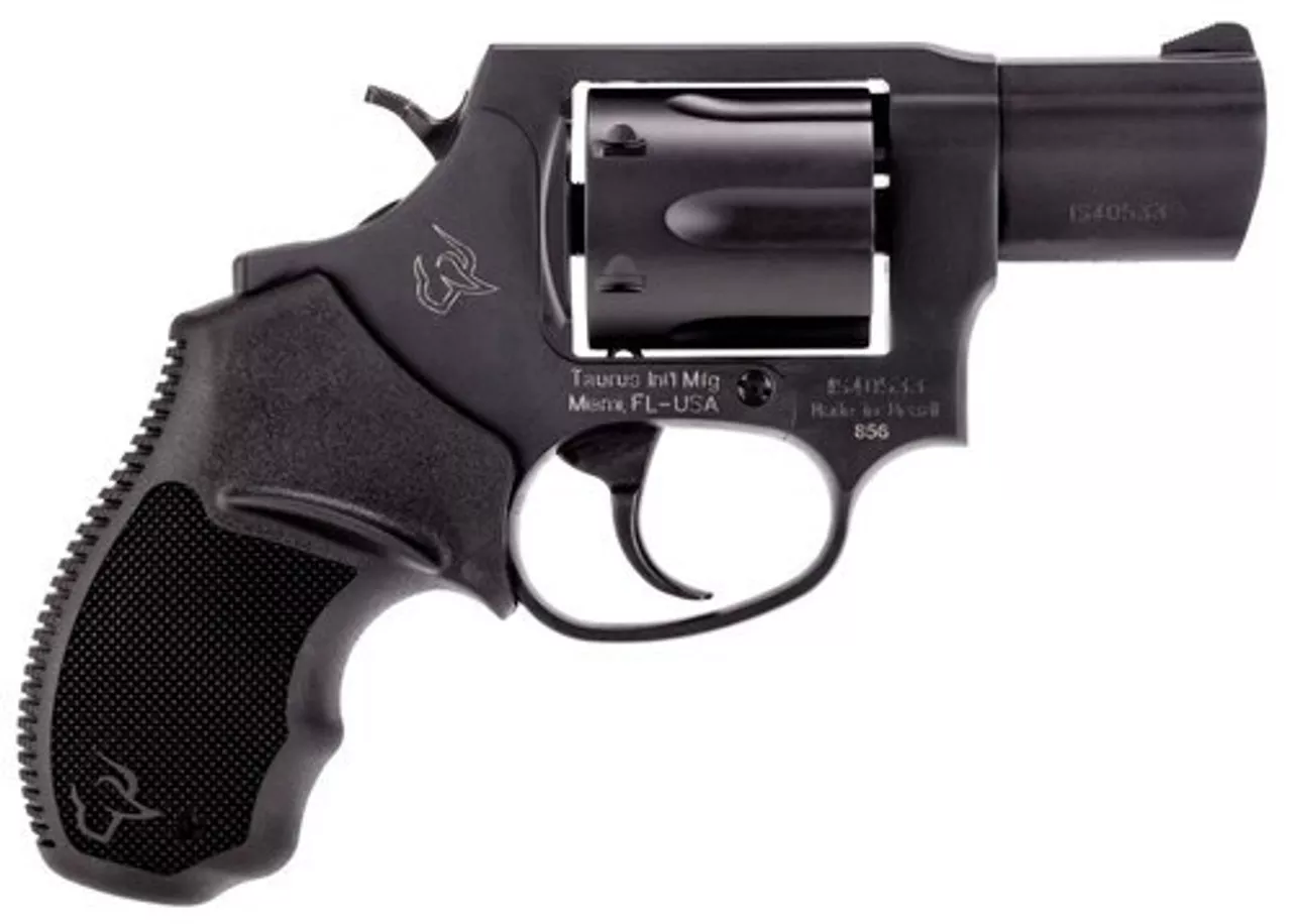 Taurus, 856, Revolver, Small Frame, 38 Special, 2″ Barrel, Steel Frame, Black, Rubber Grips, Fixed Sights, 6Rd