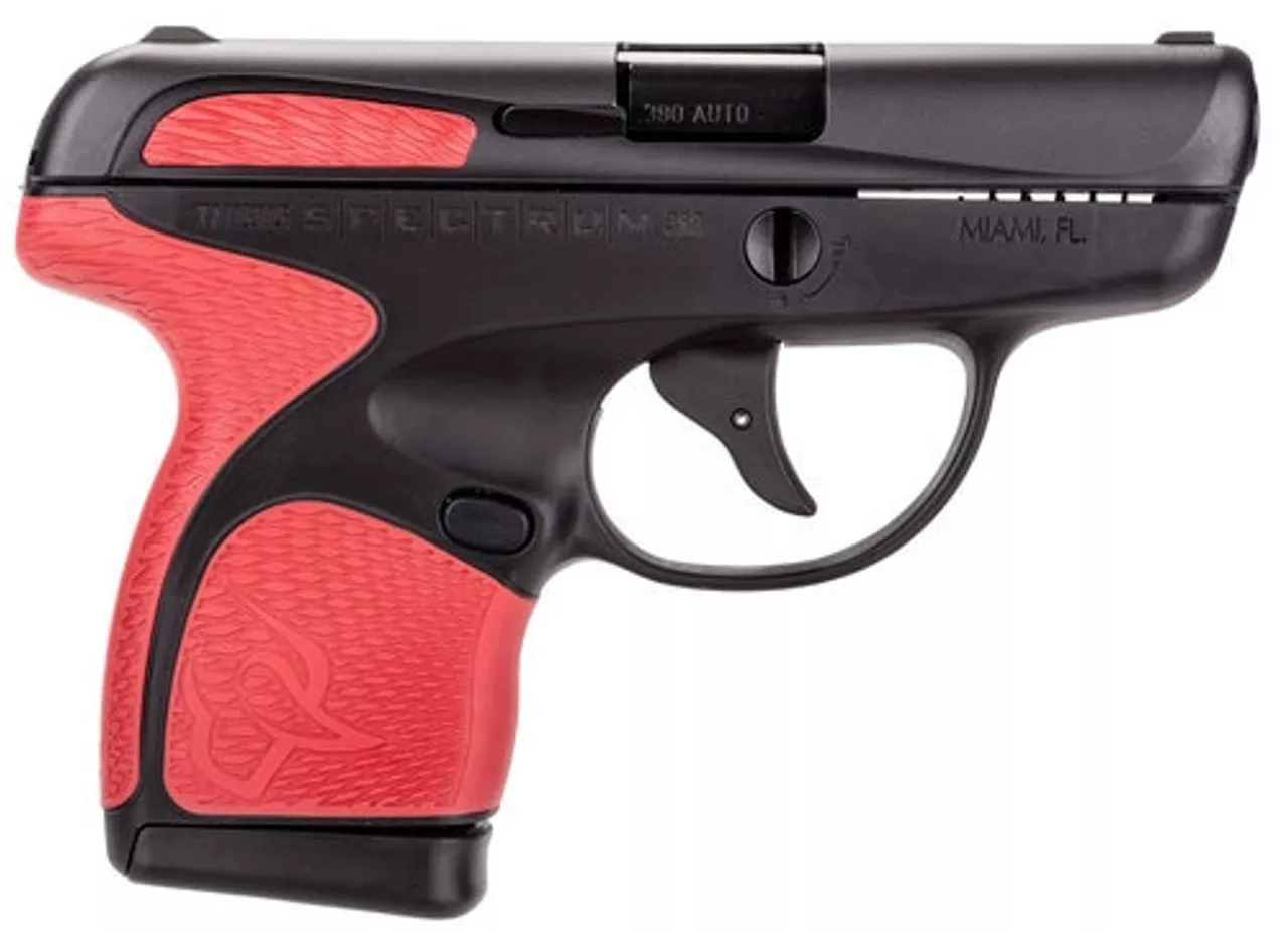 Taurus Spectrum .380 ACP, 2.8″ Barrel, 6rd, Black Frame, Red Grips and Black Slide