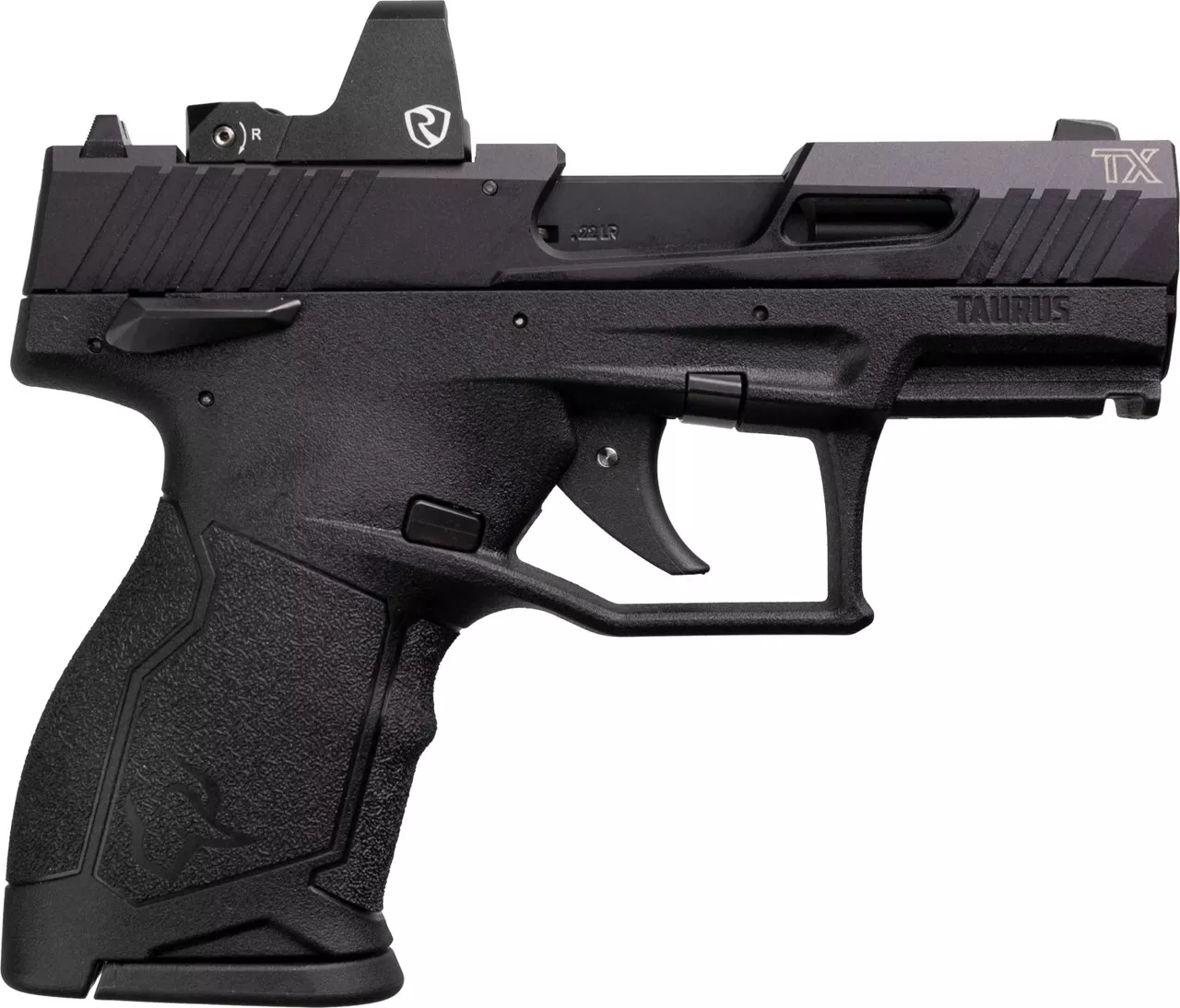 Taurus TX22C 22 LR, 3.6″ Threaded Barrel, Black, Riton Red Dot, 13rd