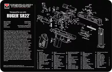 Tekmat Ruger SR-22 Pistol Armorer's Bench Mat 11x17 Inch